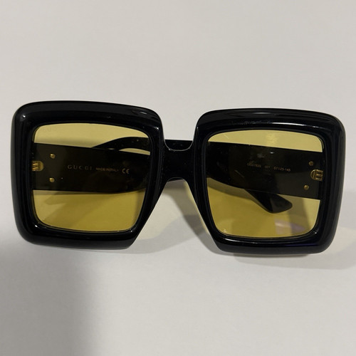 Gucci GG0783S Women’s Oversized Square Sunglasses Black/Yellow Tinted UV400