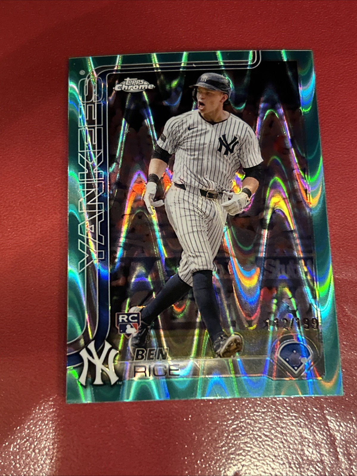 2025 Topps Chrome - Ben Rice #139 Aqua Raywave Refractor /199 (RC)