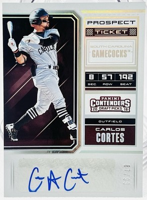 2018 Contenders Carlos Cortes 87/99 Cracked Ice Autograph Rookie