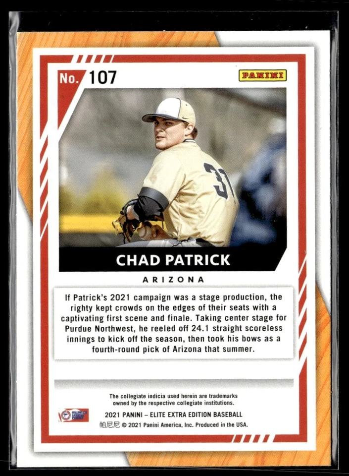 2021 Panini Elite Extra Edition Baseball Pink #107 Chad Patrick - Image 2 of 2
