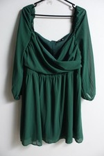 Shein Curve Womens Fit Flare Chiffon Layered Dress - Green - Size 1XL (k98)