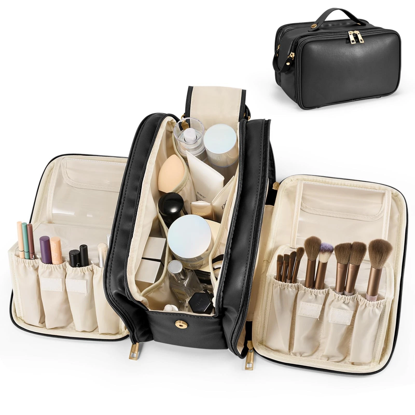Travel Makeup Bag Women's Large Capacity Cosmetic Portable Organizer Large Op...