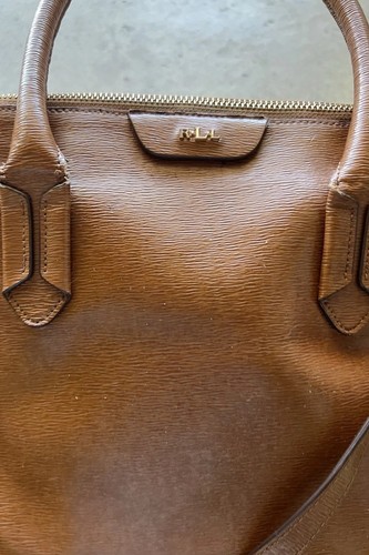 Vintage Ralph Lauren - LRL Brown Caramel Leather Dome Bag - Purse - Excellent - Picture 15 of 20