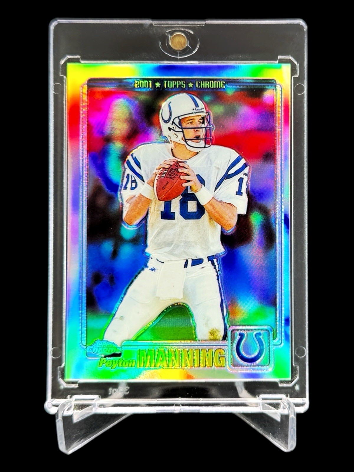 2001 Topps Chrome PEYTON MANNING /999 REFRACTOR HOLO #98 SSP🔥RARE🔥1:1260🔥