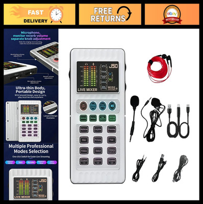 Portable Live Sound Card with Noise Reduction, 5 Voice Changers & 12 Effects - P