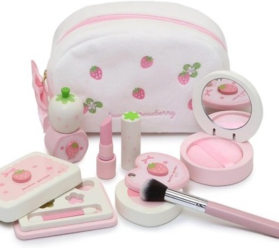 Mother Garden Wooden Makeup Set Sweet Strawberry Cosmetic Pouch