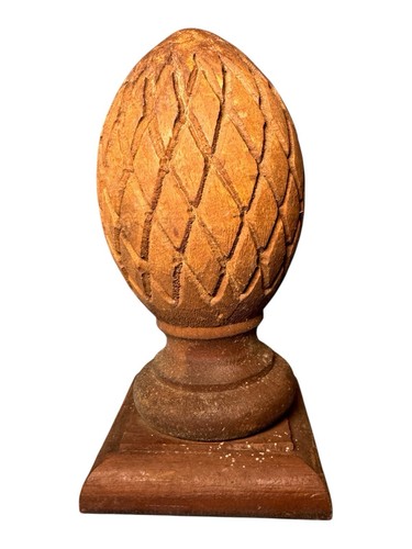 Vintage Wood Pineapple Pine cone Finial W/ Base 7”