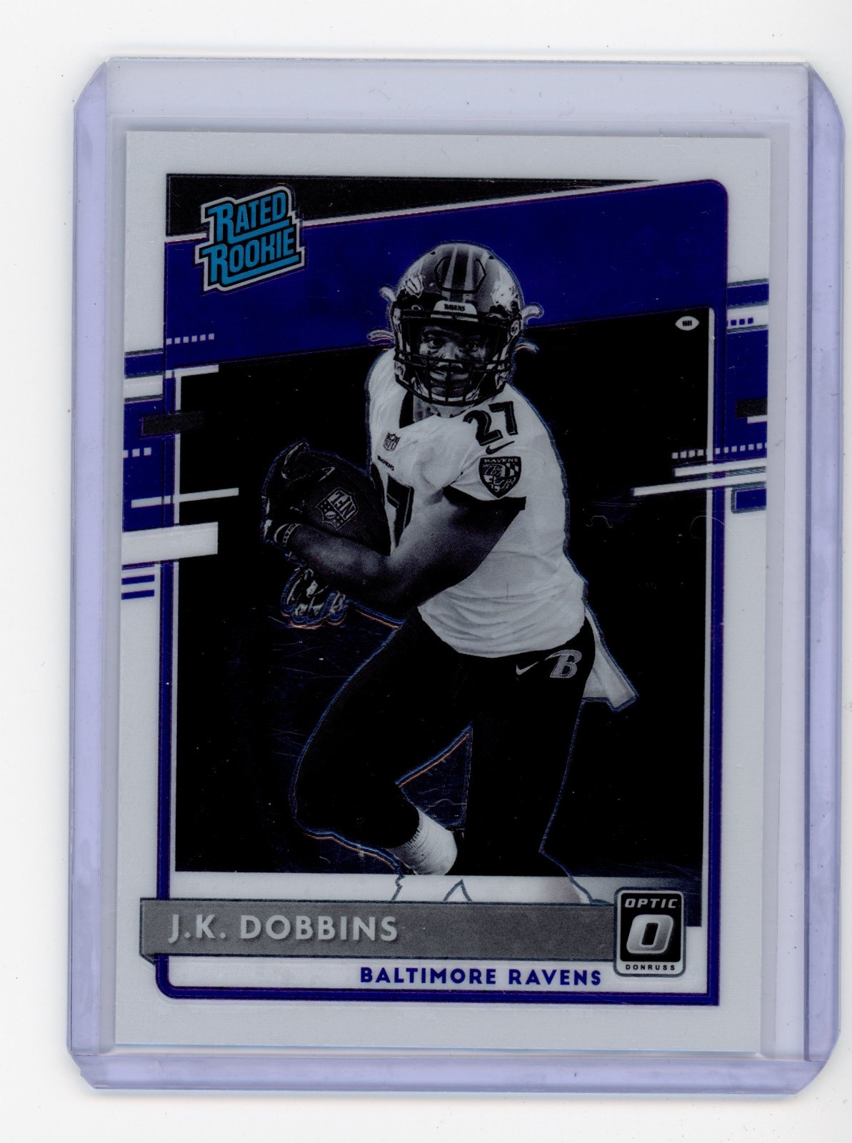 2020 Donruss Optic Rated Rookie JK Dobbins Black White Negative SP #311🔥 Ravens