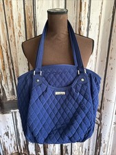 vera bradley Glenna Satchel Tote Navy blue quilted Cotton Fabric