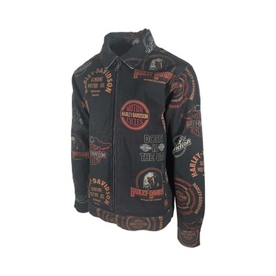 Harley-Davidson Men's Harley Black All Over Print Jacket 80s