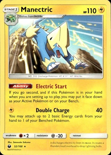 Pokemon Manectric SM - Celestial Storm 52/168 Light Play LP+ or Better