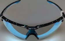 NEW Mirrored Sport Shield Sunglasses UV400 Semi-Rimless Black Teal Splatter