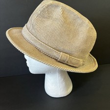 Dorfman Pacific Mens Fedora Corduroy Tan Sz 7 1/4 - 7 3/8 Classic Timeless