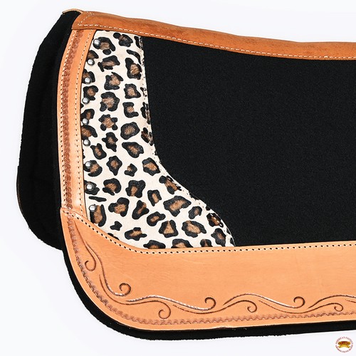 Hilason Western Wollfilz Gel Pferd Schabracke mit Leopardenmuster Leder - Bild 7 von 8