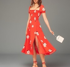 REFORMATION INKA MIDI DRESS RED FLORAL SIZE S Worn Once EUC Poppy Festi