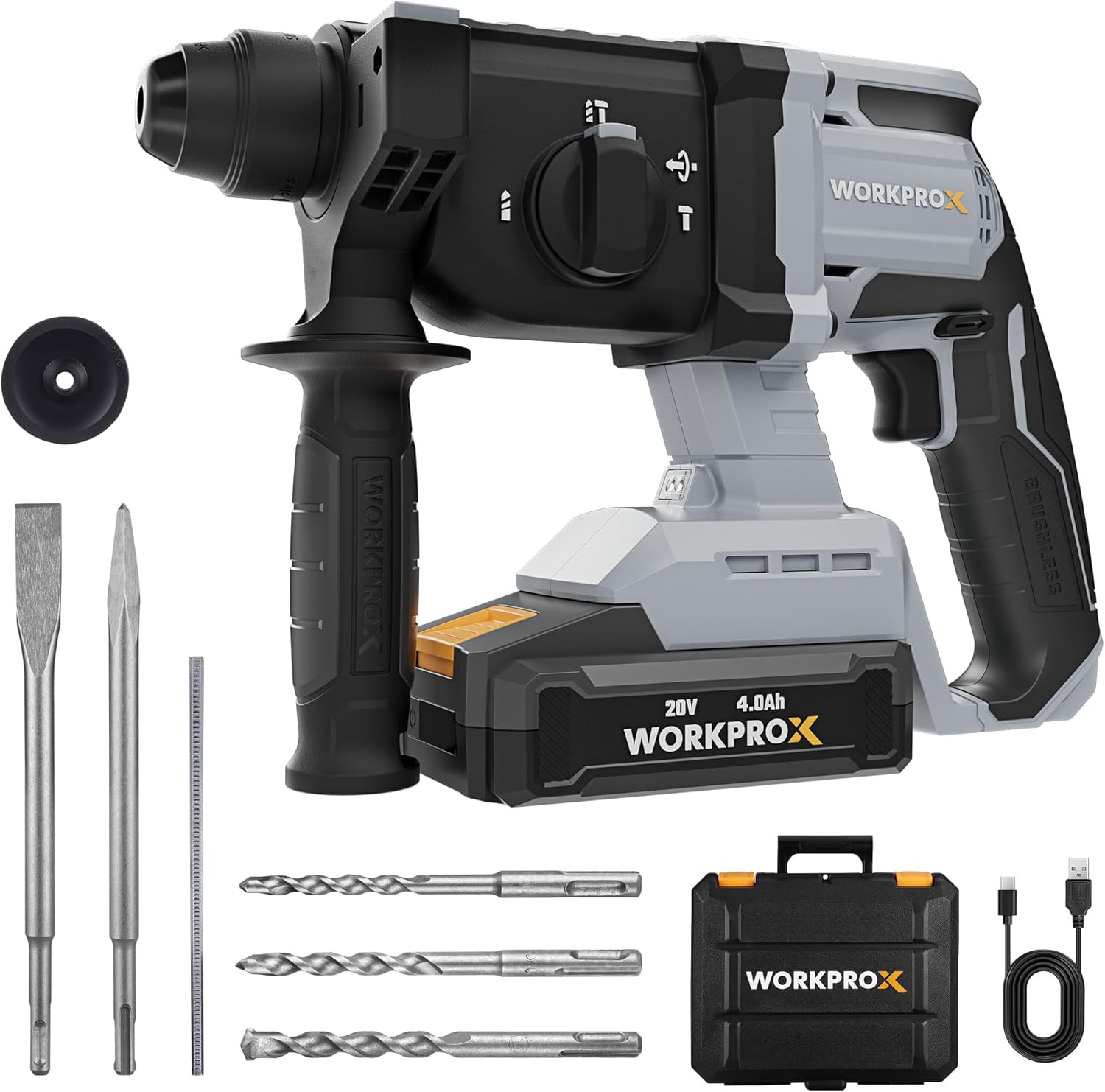 X Martello Perforatore 20V SDS-Plus Brushless - Tassellatore 2.0J 4-in-1