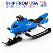 Snow Racer Sled For Kids With Tow Rope Ergonomic Seat 2 In 1 Winter Slider Blue