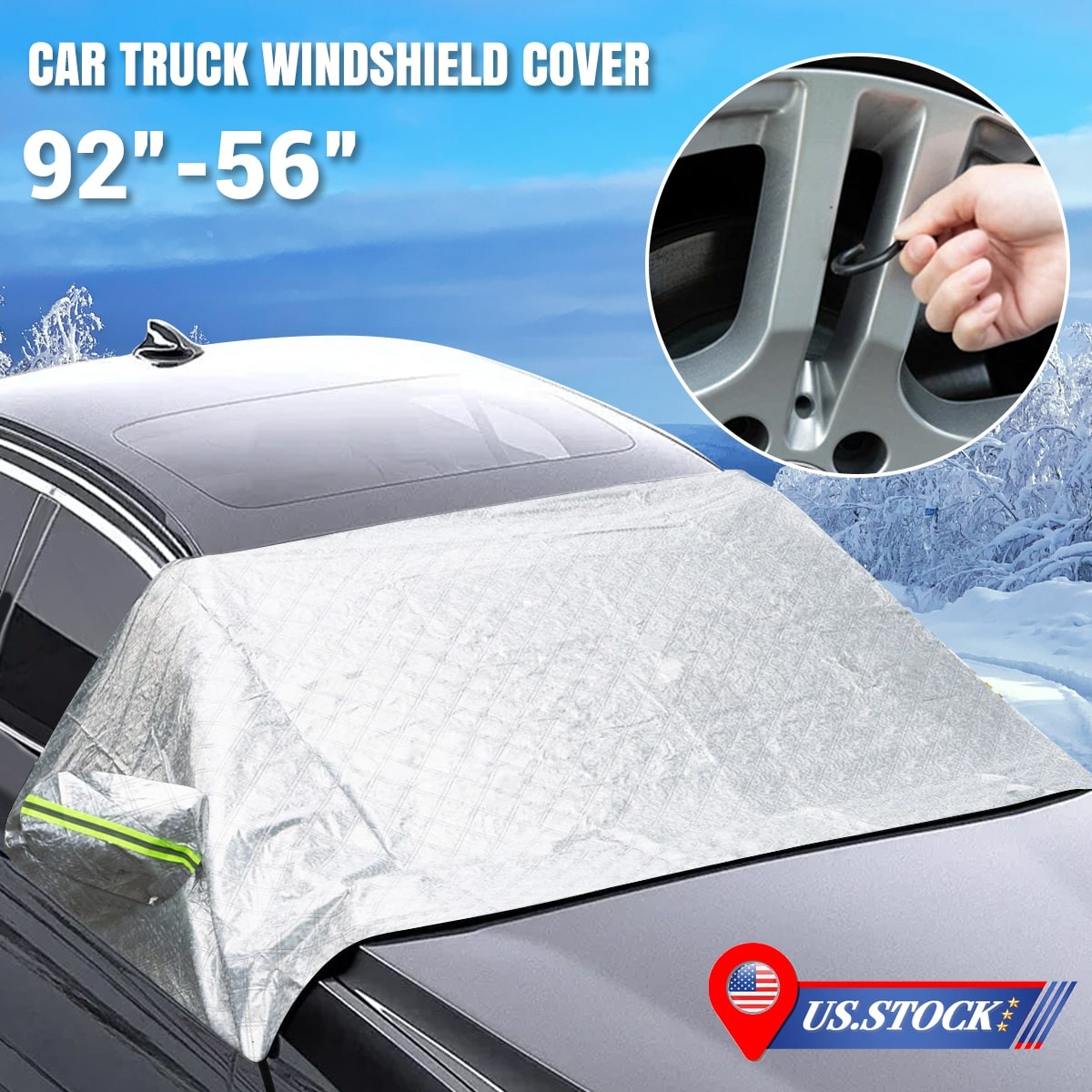 Car Truck Windshield Winter Snow Cover Front Window + Rearview Mirror Protector