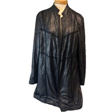 Chico s 3 Black Shimmery Open Jacket Blazer Beaded Trim Size 16/18