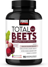 FORCE FACTOR Total Beets Blood Pressure Support Beet Root Capsules, 1800mg...