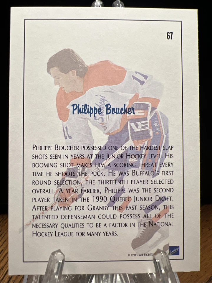 1991 Ultimate Draft 1st Round Pick #67 Philippe Boucher Buffalo Sabres - Image 2 of 2