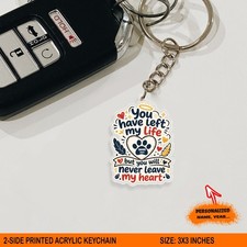 Custom Pet Memorial Acrylic Keychain, Left My Life Paw Gift