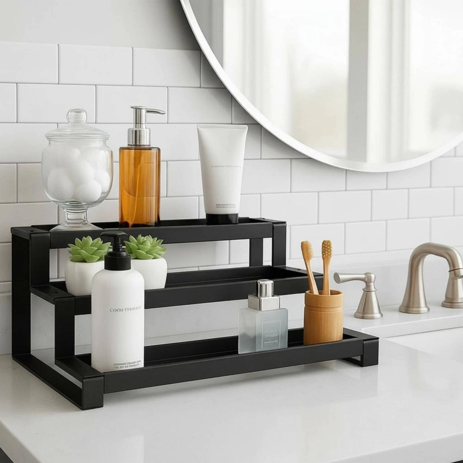 Three-Tier Seasoning Storage Area Saving 3 Tier Seasoning Rack Sturdy for