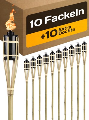 10 Gartenfackeln Bambus Natur 90cm l Deko Fackel Torch Set Outdoor Party |  eBay.de