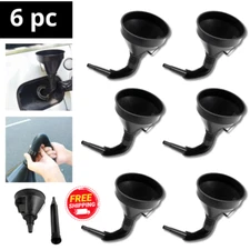 6 Pc Auto Car Motorcycle Boat Flexible Large Funnel Oil Water Gas Fuel Spout Blk