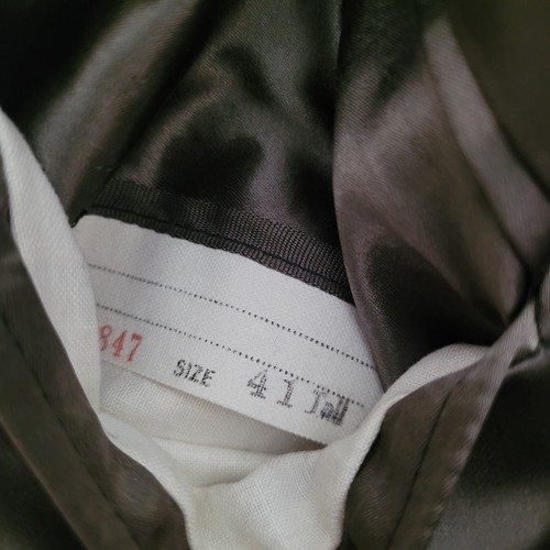 Vintage Aquascutum Coat Mens 41 Tall Blue Cream Plaid Check Trench Wool Blend - Picture 9 of 13