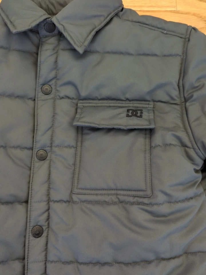 DC SHOES Gris CHAQUETA CON BOTONES Monopatín Abrigo de Invierno Puffy Puffer K15 Foto 2 de 4
