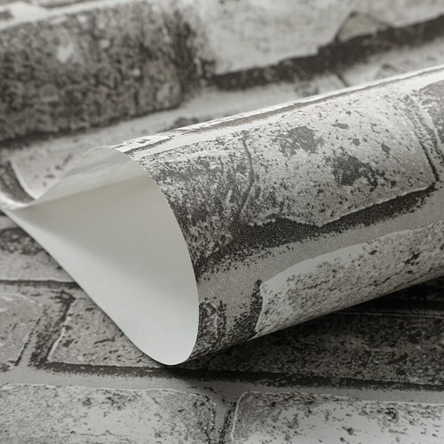 3D Brick Effect Wallpaper Realistic Slate Stone Grey.Vintage.Wall Textured Decor - Picture 9 of 16