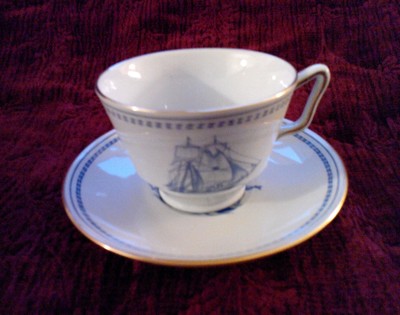 Spode TRADE WINDS BLUE Gilded Cup & Saucer- Made in England - FREE SHIPPING