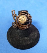 Vintage Copper Wire Wrapped Ring Boho Tribal Brass Studio Handmade Size 7.5