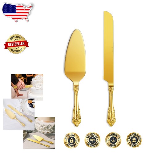 Timeless Gold Cake Knife and Server Set - Perfect for Weddings & Events