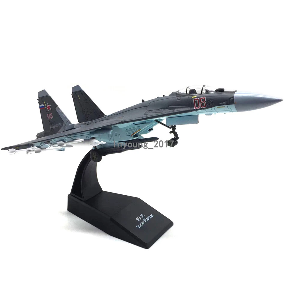  Modelo de avión diecast de combate Super Flanker ruso SU-35 escala 1/100 gris Foto 3 de 4