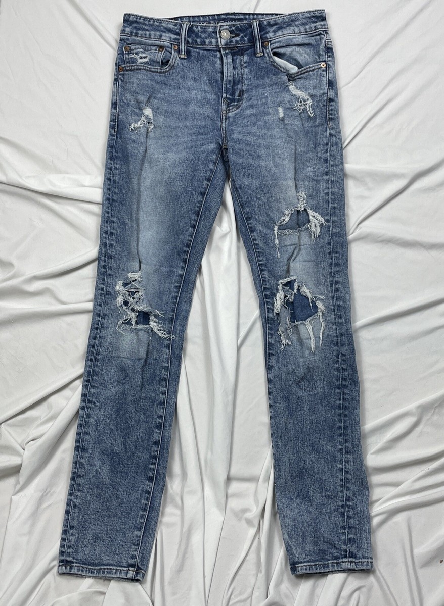 Ebay Acid Wash American Eagle Bleached Jeans American Eagle Jeans Men 29x32  Slim Flex Distressed Whiskered, image size:878x1200