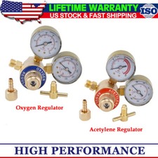 Oxygen and Acetylene Regulators Set with Dual Gauge, CGA200 CGA540 Fitting New