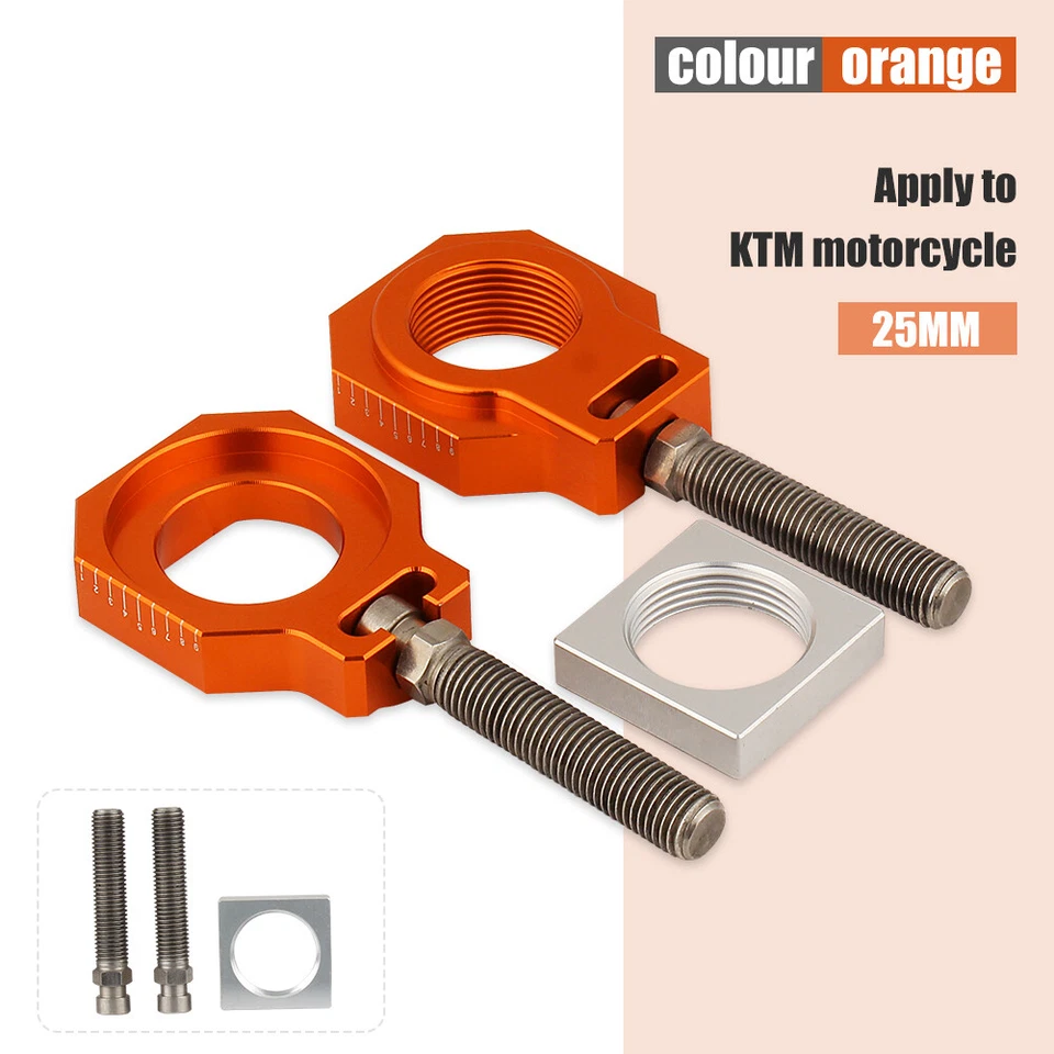 Ajustador de cadena de bloques de eje trasero naranja para KTM 125 250 450 530 SX SXF 2000-2012 Foto 2 de 4