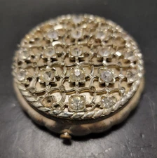 Vintage Dorset Fifth Avenue Powder Compact Silver-tone with RHINESTONES