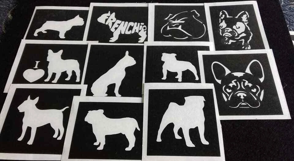 bulldog cane stencil (misti) per acquaforte vetro artigianato hobby pitbull staff frenhie