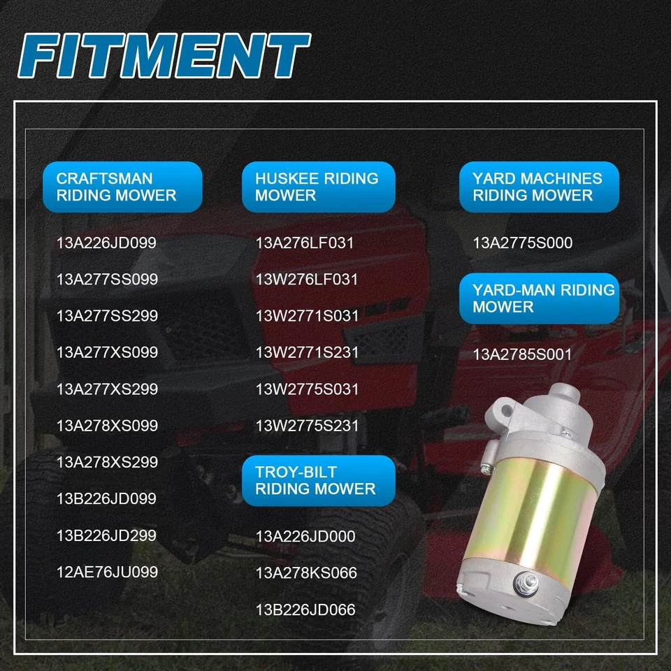 Starter for MTD Yard Craftsman Riding Lawn Mower 75112207 951-12207 751P12207A - Image 2 of 4