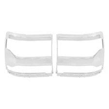 Left&Right Chrome For 16 17 18 Chevy Silverado 1500 Headlights Bezel Trim Cover