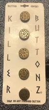 Vintage Snap on Metal Button Covers on Card Killer Buttonz Petroglyphs Western