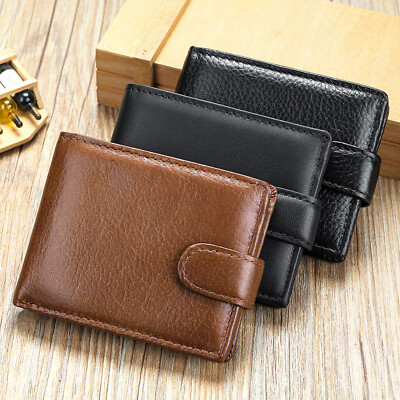 Mens RFID Coffee Black Leather Wallet Anti-Theft Multi-Card Holder