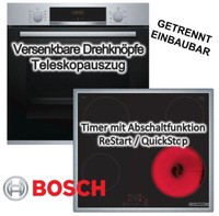 Herdset Bosch Backofen Ecoclean + Cerankochfeld Kindersicherung Autark 60Cm Neu