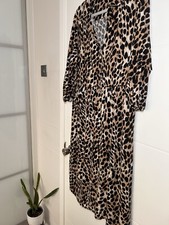 Roman Animal Print Midi Dress - V-Neck, 3/4 Sleeves, Gathered Waist size 20