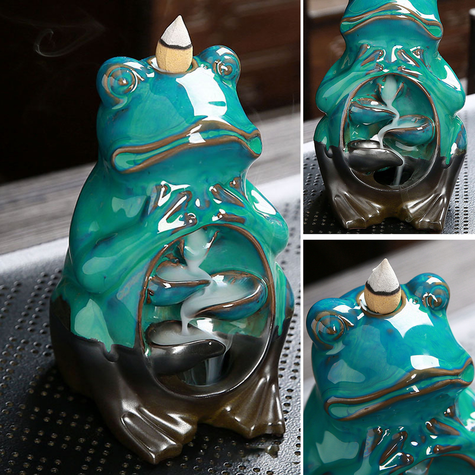 1 Set Incense Holder Slow Smoke Decorative Cartoon Frog Backflow