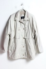 Vintage 90s Simon Blair Ladies Mac Jacket - Beige - Size Large L (i17)