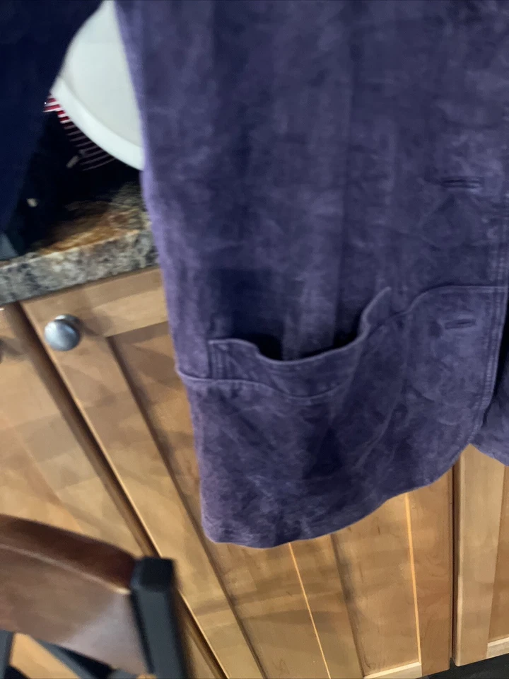 Purple GRAPE suede leather BUTTON jacket COLLARED deep Pockets 90s Y2K Women L - Image 3 of 4